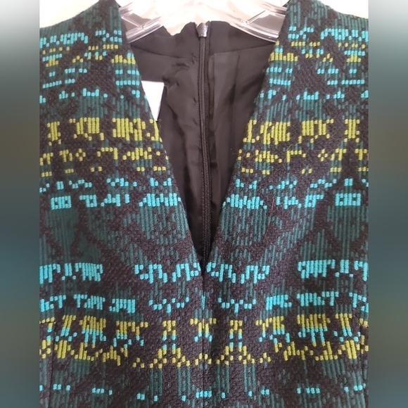Akris Punto Green Multi Tweed Sheath Dress 8 Sleeveless V-neck - Picture 6 of 12